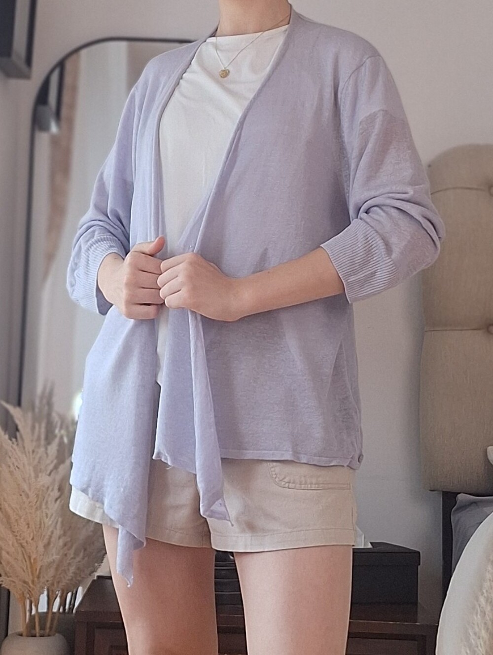 NIC+ZOE Lavender Open-Front Cardigan